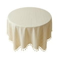 thumbnail image 1 of Cotton Linen Round Tablecloth with Tassels - Daisy Embroidered Washable Table Cover, Wrinkle-Resistant Dustproof Tablecloth for Kitchen/Dining/Picnic, 35.4x23.6 In, 1 of 6