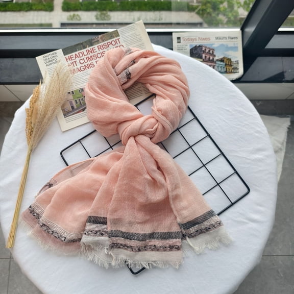 Cotton Linen Scarf for Women Spring Autumn Thin Artistic Retro Solid Color Dirty Dye Sunscreen Silk Scarf Rectangular Shawl