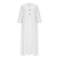 thumbnail image 1 of Cotton Linen Shirt Dress for Womens Button Down Maxi Blouse Dress Casual Loose Short Sleeve Dress, 1 of 4