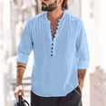 thumbnail image 1 of Cotton Linen Shirts For Men Long Sleeve Button Down Shirt Lightweight Breathable, 1 of 4