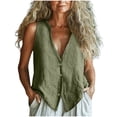 thumbnail image 1 of Cotton Linen Shirts Tank Tops for Women, Button Down V-Neck Vest Ladies Plain Cotton-Linen Sleeveless Tshirts Lightweight Breathable Blouses 2026 Summer Loose Tee Shirt, 1 of 6