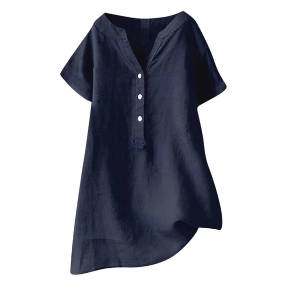 Cotton Linen Shirts for Women 2026 Button Long Sleeve Tops Trendy Dressy V Neck Blouses Casual Loose Soft Tees Dressy Lightweight Comfy Outfits Going Out Tops Ladies Fashion Trendy