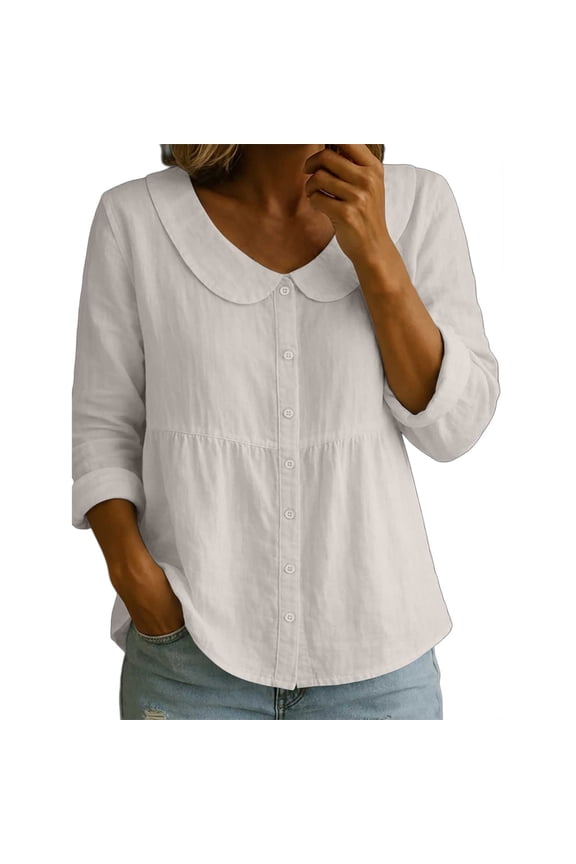 Cotton Linen Shirts For Women Loose Fit Tee Shirt Women Businesscasual Tops For Women Peasant Tops For Women Button Down Linen Shirts For Women Womens V Neck T Shirts Trending Womens Clothes