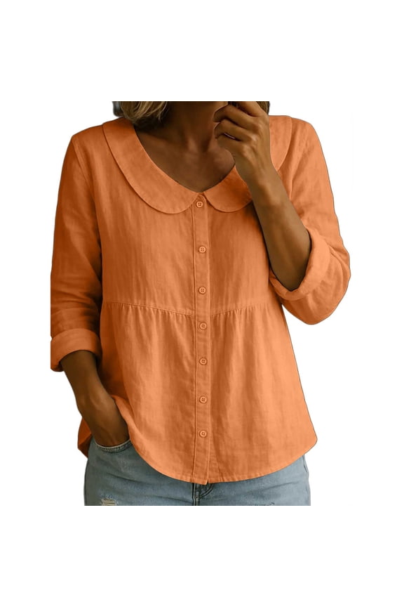 Cotton Linen Shirts For Women Womens Gauze Tops Linen Long Sleeve Shirt Women Womens Tshirt Gauze Shirts Linen Clothing For Women Womens Summer Tops Loose Fit Tee Shirt Women