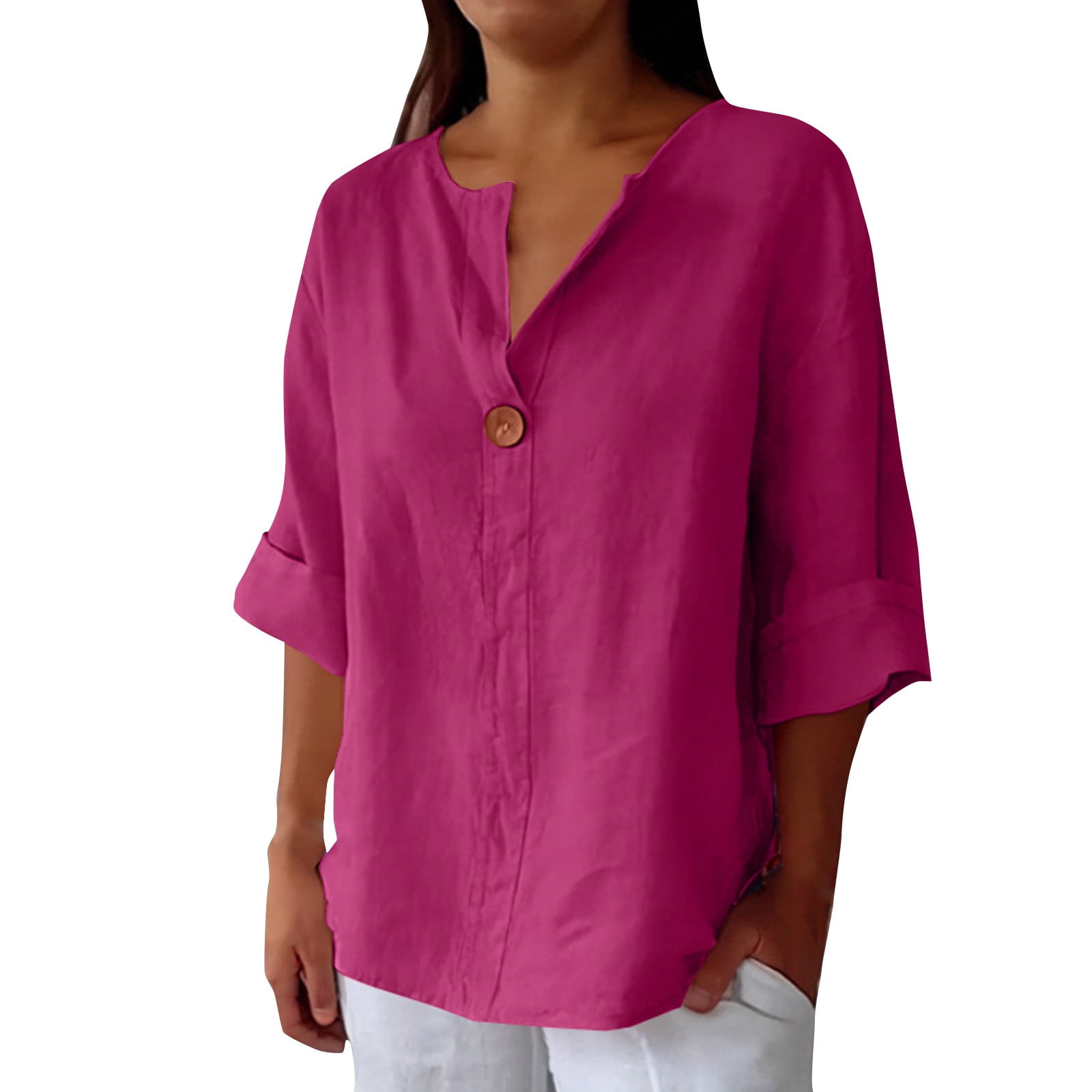 Cotton Linen Shirts for Women, Yigetop Linen Shirt for Women Summer ...