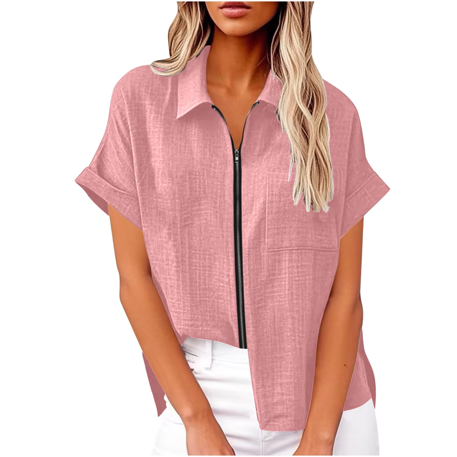 Women's Casual Zip Collar Long Sleeve Top