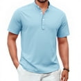 thumbnail image 1 of Mens Cotton Linen Shirt Short Sleeve Casual Henley with Grandad Collar for Big & Tall Beach Tee, 1 of 8