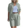 thumbnail image 1 of Cotton Linen Shorts Set Womens Plus Size Lounge Sets Casual Button down Lapel Shirt with Shorts, 1 of 6