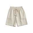 thumbnail image 1 of Cotton Linen Shorts Womens Solid Colour Summer Shorts Bermuda Shorts with Pockets Drawstring Elastic Waisted Wide Leg Pant Loose Fit Pant Work Office Casual Pants Workout Holiday, 1 of 6