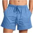 thumbnail image 1 of Cotton Linen Shorts for Men Lightweight Cool Hawaiian Drawstring Elastic Waist Short Pants with Pockets Fathers Gift, 1 of 6
