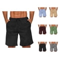 thumbnail image 1 of Cotton Linen Shorts for Men Summer Casual Lightweight Elastic Waist Relaxed Fit Straight Leg Beach Shorts with Pockets, 1 of 7