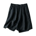 Cotton Linen Shorts for Summer Women's Classic Solid Five Point Pants