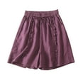 thumbnail image 1 of Cotton Linen Shorts for Women Casual Elastic Waist Drawstring Wide Leg Shorts Loose Comfy Summer Lounge Pants, 1 of 7