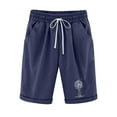 thumbnail image 1 of Cotton Linen Shorts for Women Casual Knee-Length Trouser Drawstring Waist Print Half Pants, 1 of 6