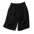 thumbnail image 1 of Cotton Linen Shorts for Women Elastic High Waist Wide Leg Shorts Casual Lightweight Summer Knee Length Lounge Pants, 1 of 5