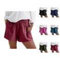 thumbnail image 1 of Cotton Linen Shorts for Women Summer Casual Elastic High Waist Wide Leg Loose Fit Lightweight Beach Shorts with Pockets, 1 of 6