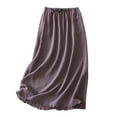 thumbnail image 1 of Cotton Linen Skirts for Women Spring Summer A Line Midi Skirt with Pockets Beach Vacation Clothes, 1 of 7