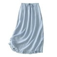 thumbnail image 1 of Cotton Linen Skirts for Women Spring Summer A Line Midi Skirt with Pockets Beach Vacation Clothes, 1 of 7