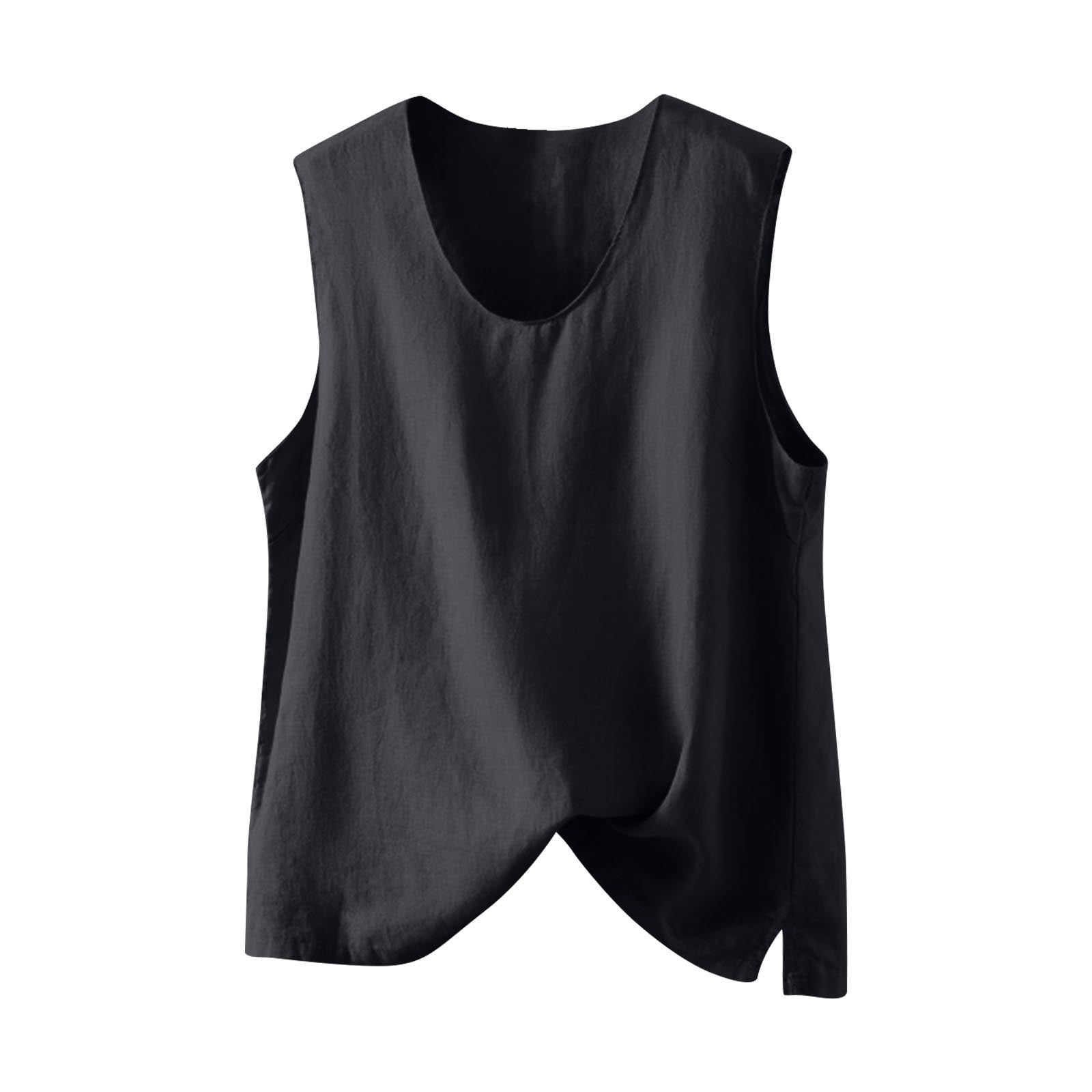 Crew Neck Linen Sleeveless Tank Top