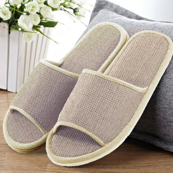 Cotton Linen Slippers Womens Mens Summer Casual Home Slippers Cotton and Linen Casual Indoor Outdoor Open Toe Shoes Floor for Spa Hotel