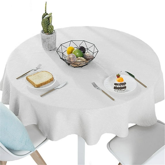 Cotton Linen Solid Color Tablecloth Round Simple Style Table Cover for Kitchen Dining Tabletop Linen Decor