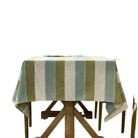 Cotton Linen Stitching Striped   Rectangular Table Cover for Kitchen Dining Tabletop Decoration