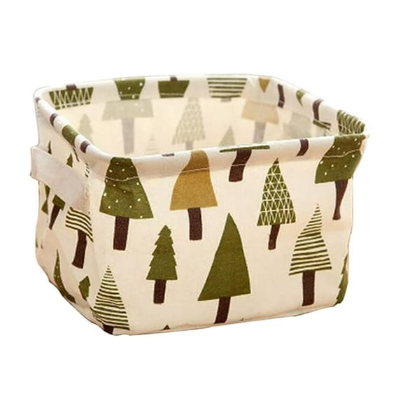 Cotton Linen Storage Basket - Foldable Fabric Organizer Bin for Bathroom & Bedroom | Boho Chic Decorative Box with Handles (Hedgehog Pattern) | Small Space Solution