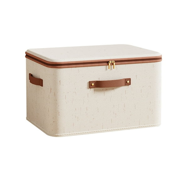 Cotton Linen Storage Box 1PC Fabric Storage Container Zippered Foldable Organizer for Clothes Home Organization Maximizes Space