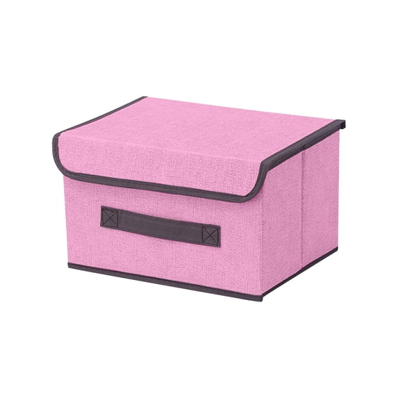 Cotton Linen Storage Box with Lid, Collapsible Fabric Clothes Organizer for Bedroom Living Room, Washable Foldable Toy Bin, 1 Pack