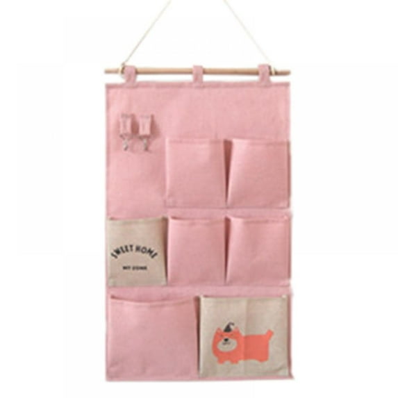 Cotton Linen Storage Hanging Bag Wall Bedroom Storage Bag TOPWONER Hanging Seven Pocket Storage Bag Girl Dormitory Door Hanging Bag