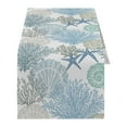 thumbnail image 1 of Cotton Linen Table Runner, 33 Inch Wide Sea Starfish and Coral Ocean Theme Tablecloth, Wrinkle Resistant Decorative Strip for Dining Table Kitchen Decor, Coastal Beach Summer Table Decor, 1 of 9