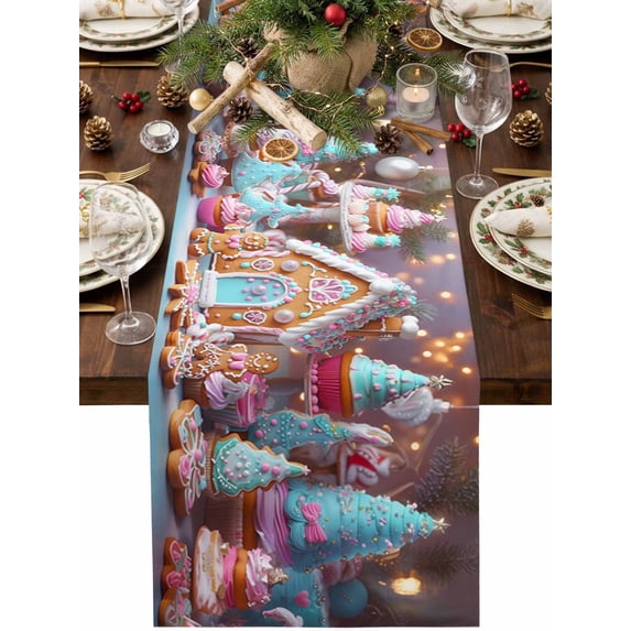 Bll Drop Cotton Linen Table Runner Christmas Tree Light Ball Dining Table ...
