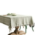 thumbnail image 1 of Cotton Linen Tablecloth Countryside Rectangle Table Cloth Multi LineHollow Out Table Cover with Tassel for Dining Table, 1 of 1