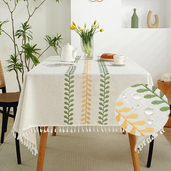 Cotton Linen Tablecloth for Rectangle Tables, Heavy Weight Table Cloth Tabletop Decoration Washable Farmhouse Tablecloth for Dining, KitchenIndoor and Outdoor 140*180cm