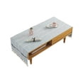thumbnail image 1 of Cotton Linen Tablecloth Rectangular TV Cabinet Coffee Desktop Fringe Waterproof Table Cloth for Dining Hall Garden 60*160cm Blue gray, 1 of 10