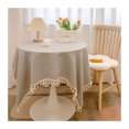 thumbnail image 1 of Cotton Linen Tablecloth with Fringed Edges,Washable Solid Color Tablecloth with Tassels,Round Table Cover for Kitchen Dining Room, 1 of 8