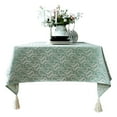 thumbnail image 1 of Cotton Linen Tablecloths For Rectangle Tables With Tassel Design,Wrinkle Free Stain Resistant Washable Tablecloth,Table Covers For Dining Table Kitchen Party Picnic -Green B-135x240cm(53x94.5"), 1 of 9