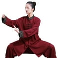 thumbnail image 1 of Cotton Linen Tai Chi Uniform Color-Blocked Martial Arts Training Performance Outfit For Spring/Autumn, 1 of 6