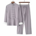 thumbnail image 1 of Cotton Linen Tang Suit Tang Suit Unisex Chinese Traditional Clothing Breathable Morning Exercise Wear Long Sleeved Coat and Pants, 1 of 6