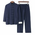 thumbnail image 1 of Cotton Linen Tang Suit Tang Suit Unisex Chinese Traditional Clothing Breathable Morning Exercise Wear Long Sleeved Coat and Pants, 1 of 6