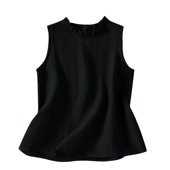 Cotton Linen Tank Top Womens Summer Vacation Loose Fit Sleeveless Scoop Neck Elegant Blouse for Beach Lounge and Casual Outfits in 2025 Neutral Tones