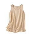thumbnail image 1 of Cotton Linen Tank Tops Cropped Tank Tops Sleeveless Linen Tops Beach Vests Ribbed Tank Tops Loose Fit Cami Loose Fit Camisole Womens Tank Tops Loose Fit Beige L, 1 of 7