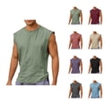 thumbnail image 1 of Cotton Linen Tank Tops Men Lightweight Breathable Relaxed Fit Crewneck Sleeveless Shirt Athletic Workout Gym Tanks, 1 of 5