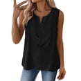 thumbnail image 1 of Cotton Linen Tank Tops，Linen Summer Tops Womens Plus Size Tank Tops Running Tank Tops Beach Vacation Blouses Women's Tank Tops Loose Fit Sleeveless Linen Tops For Women Linen Crop Top Black L, 1 of 3
