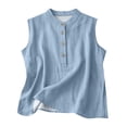thumbnail image 1 of Cotton Linen Tank Tops Tunic Tank Tops for Women Gauze Tank Tops Cute Tank Tops Linen Tank Tops Ribbed Tank Tops Sleeveless Cotton Tops Womens Linen Vest Blue 4XL, 1 of 3