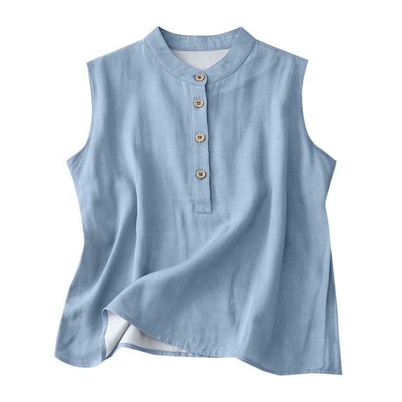 Cotton Linen Tank Tops Tunic Tank Tops for Women Gauze Tank Tops Cute Tank Tops Linen Tank Tops Ribbed Tank Tops Sleeveless Cotton Tops Womens Linen Vest Blue 4XL