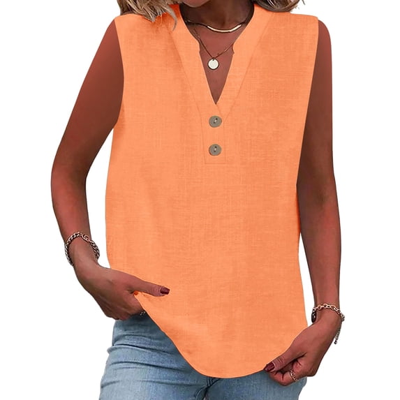Cotton Linen Tank Tops for Women Button Down Clothing Bohemian ...