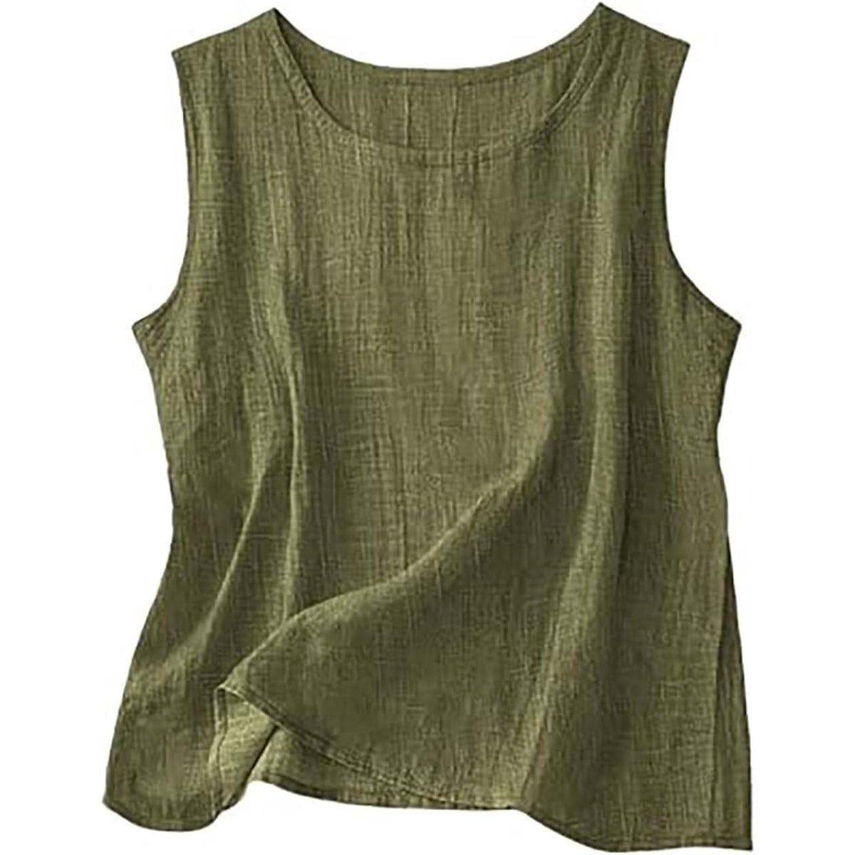 Cotton Linen Tank Tops for Women Casual Loose Camisole Sleeveless Gauze ...