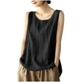 thumbnail image 1 of Cotton Linen Tank Tops for Women Sleeveless Ladies Round Neck Vests Womens Casual Loose Fit Lightweight Tank Tops, 1 of 5