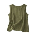 thumbnail image 1 of Cotton Linen Tank Tops for Women Solid Casual Summer Gauze Shirt Basic Sleeveless V Neck Loose Vest Beach Vacation Clothes, 1 of 4